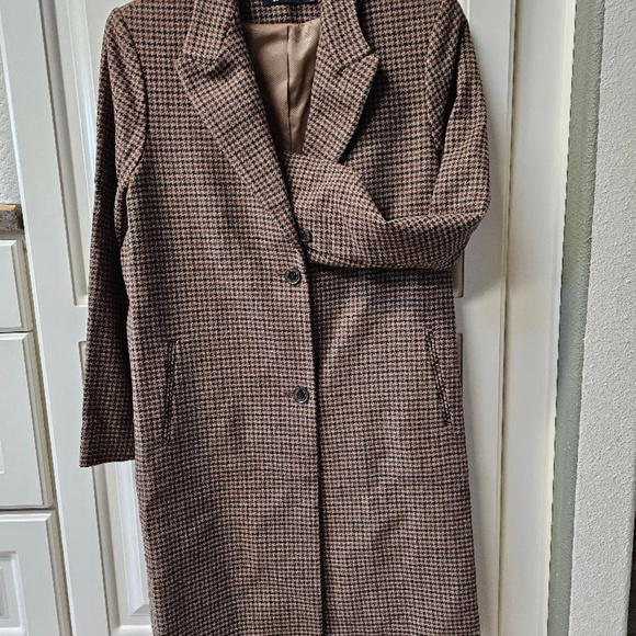 WOMENS RALPH LAUREN HOUNDSTOOTH LEGACY CHECK LONG COAT - Picture 2 of 4